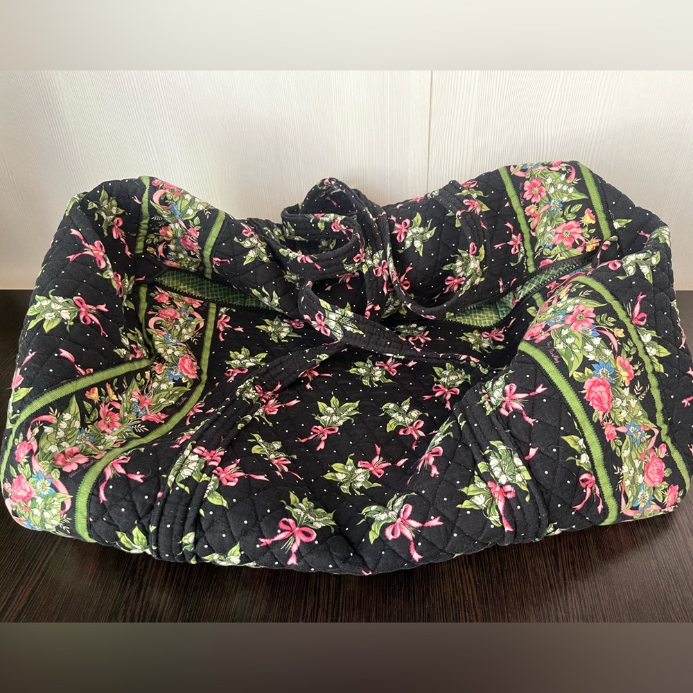 Vera Bradley New Hope Black with Pink Ribbon XL duffel bag